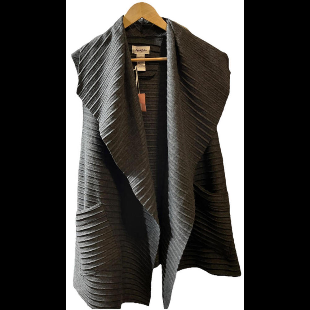 One Size Womans Shawl - Sleeveless Flattering W/ Pockets Grey - Lemode nwt